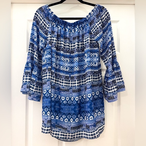 Amanda Uprichard Saratoga Off the Shoulder Mini Dress Tapestry Blue sz small - Picture 5 of 8